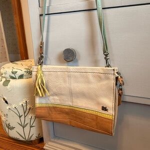 The Sak Leather Tan, Cream, green Crossbody Bag